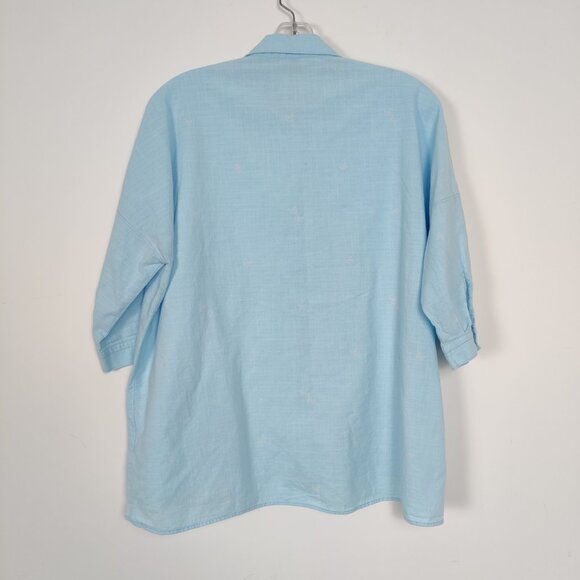 Mavi Women's Button Down Shirt in Blue Butterfly Oversized Size Small Bohemian - Picture 2 of 8